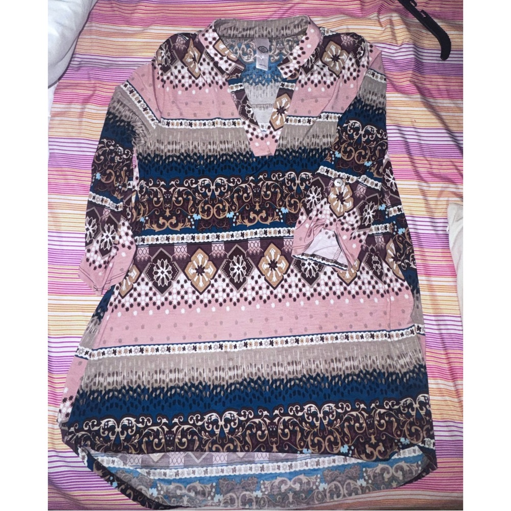 Boho Chic Multicolor Patterned Blouse